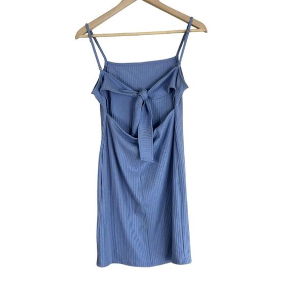 Forever 21 Mini Dress Womens L Pastel Blue Backless Ribbed Stretch Clean Girl - Picture 3 of 5